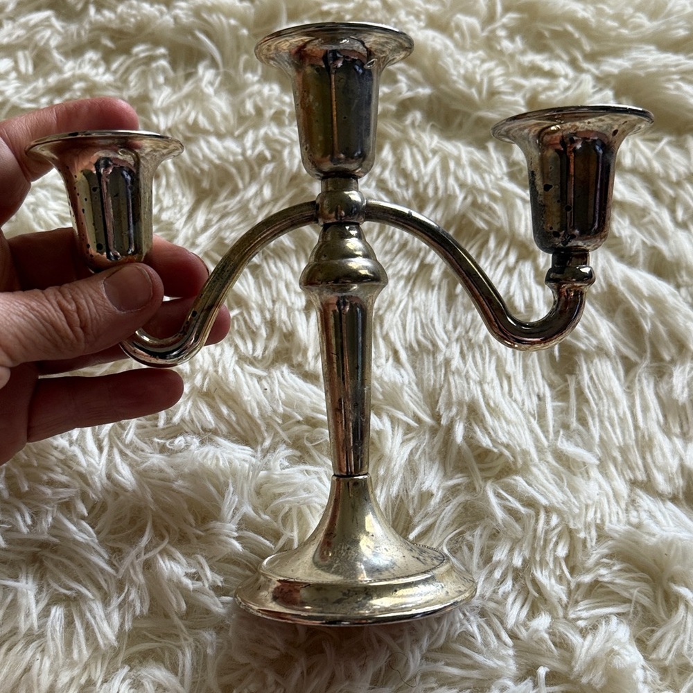 Three-Arm Silver Candle Holder Candelabra - Classic Table Accent